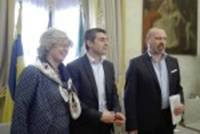 l presidente Bonaccini, l'assessore Caselli e il sindaco di Parma Pizzarotti